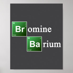 Broom en Barium Periodiek Systeem Chemie Element Poster