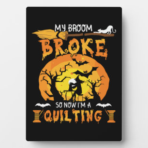 Broom gebroken dus nu quilten Halloween Fotoplaat