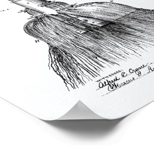 Broom handle sockets 1874 Whitepaper over patentku Poster (Hoek)