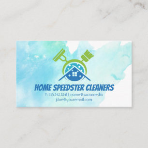 Broom Mop House Cleaning Logo dienstmeisje Visitekaartje