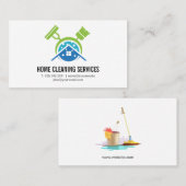 Broom Mop Maid Logo Visitekaartje (Voorkant / Achterkant)