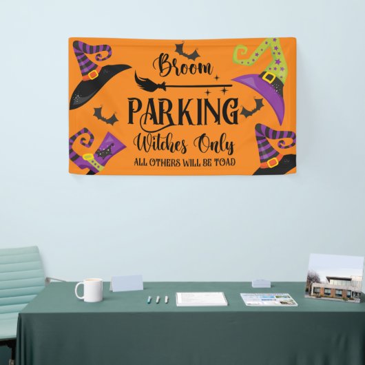 Broom Parking Witch Pet Bat Halloween Funny Party Spandoek (Beurs)