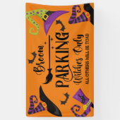 Broom Parking Witch Pet Bat Halloween Funny Party Spandoek (Verticaal)
