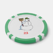 Broom Sneeuwman groen 25 gestreepte pokerchip (Enkel)