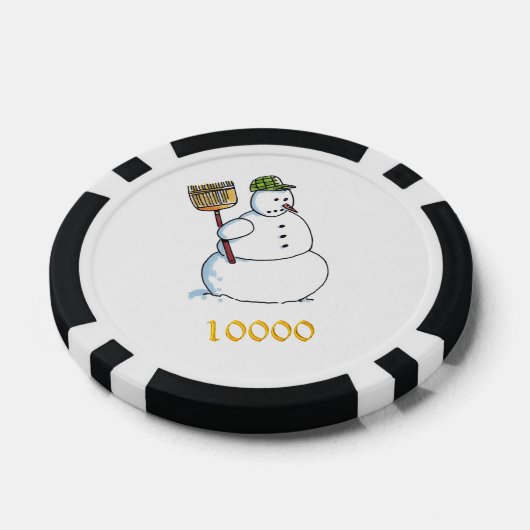 Broom Sneeuwman zwart goud 10000 gestreepte pokerc Poker Chips (Enkel)