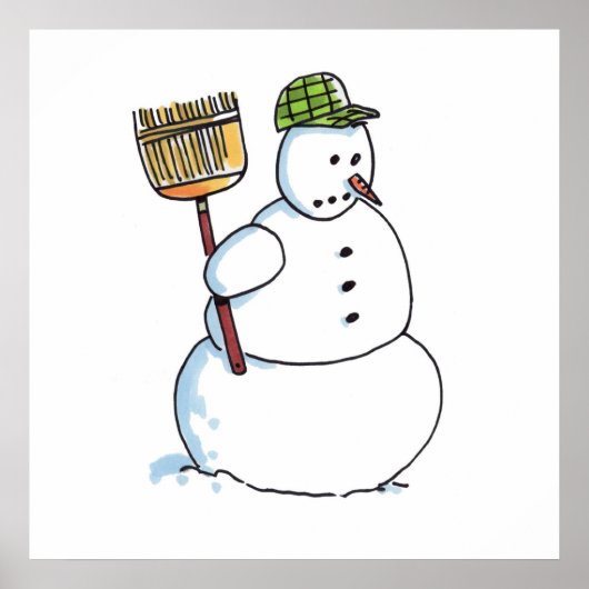 Broom Snowman affiche brillante (Devant)