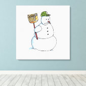 Broom Snowman imprimé en toile blanche (Insitu (Plancher de Bois))