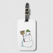 Broom Snowman luggage tag Bagagelabel (Voorkant (verticaal))