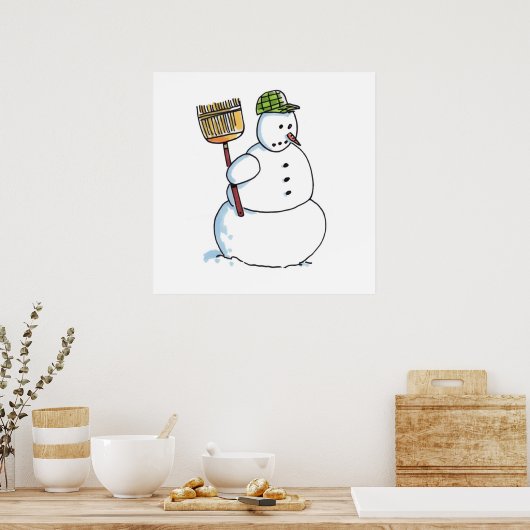 Broom Snowman poster mat (Cuisine)
