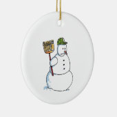 Broom Snowman witte keramische keramiek Keramisch Ornament (Rechts)