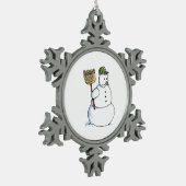 Broom Snowman witte pewter sneeuwvlok Tin Sneeuwvlok Ornament (Links)