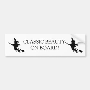 Broomstick Witch Halloween Funny Beauty aan boor Bumpersticker