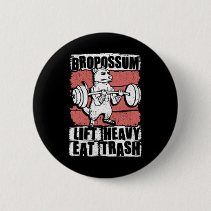 Bropossum Tilde Zwaar Eten Afval Opossum Gym Gewic Ronde Button 5,7 Cm