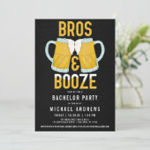 Bros en Booze Manly Beer Stein Bachelor Party Kaart (Staand voorkant)