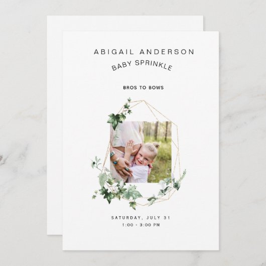 Bros to Bows Baby Sprinkl Invitation (Devant / Derrière)