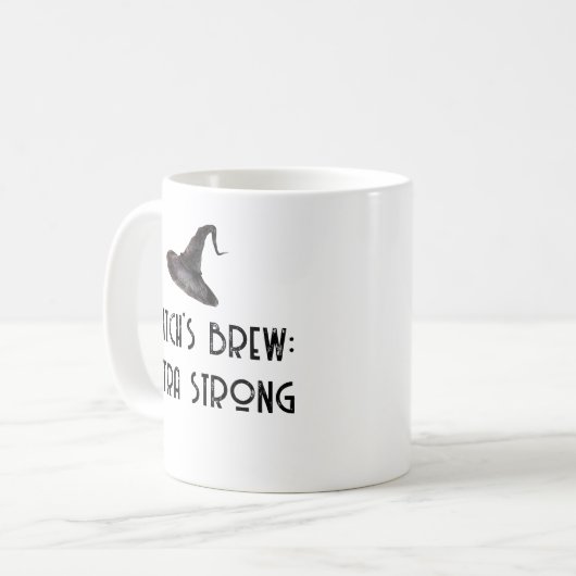 Brosse à sorcière blanc Halloween café Mug (Devant gauche)