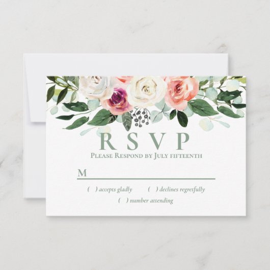 Brosse blanche Sage Peach Floral RSVP (Devant)