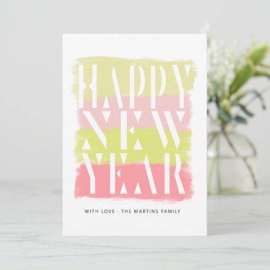 Brosse colorée Stroke moderne Bonne année Carte (Debout devant)