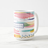 Brosse de couleur éclats aquarelle café Mug (Devant droit)