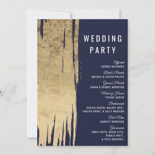 Brosse d'or moderne Programme de mariage bleu mari (Dos)