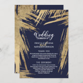 Brosse d'or moderne Programme de mariage bleu mari (Devant / Derrière)