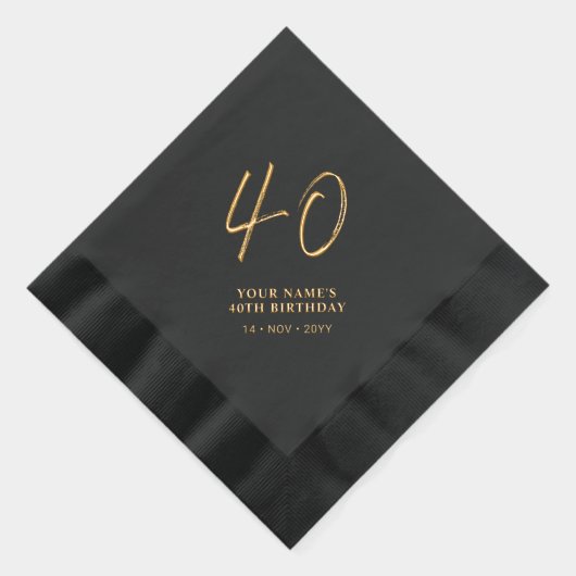 Brosse moderne Script 40e fête d'anniversaire Noir (Droite)