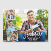 Brosse moderne Script 4 Photo Graduation Magnet Ca (Devant)