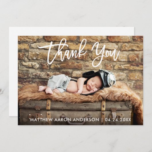 Brosse moderne Script Nouveau Carte de remerciemen (Devant / Derrière)