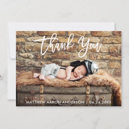 Brosse moderne Script Nouveau Merci bébé Carte Kra (Devant)