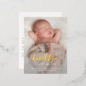 Brossé Nom Foil Baby Faire-part de naissance carte (Recto/Verso)