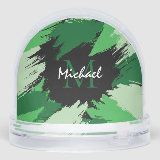 Brosse nuances de nom vert avec monogramme (Arrière)