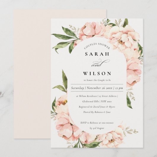 Brosse Pêche Florale Capsule Couples Invitation de (Devant / Derrière)