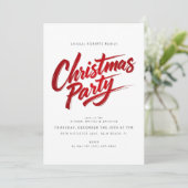 Brosse rouge moderne Script Noël Fête Invitation (Debout devant)