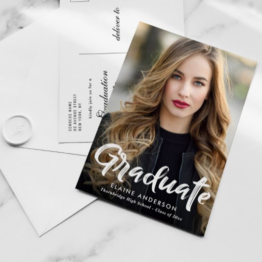 Brosse rustique lettrage invitation de graduation