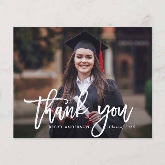 brosse rustique merci carte de graduation script (Devant)