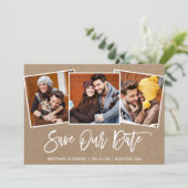 Brosse Script 3 Photo Sauvegarder Notre Date Carte (Debout devant)