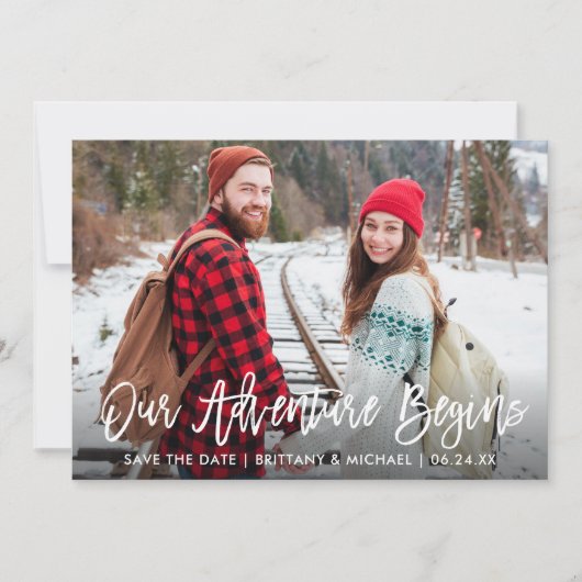 Brosse Script Bois Enregistrer La Date Carte Avent (Devant)