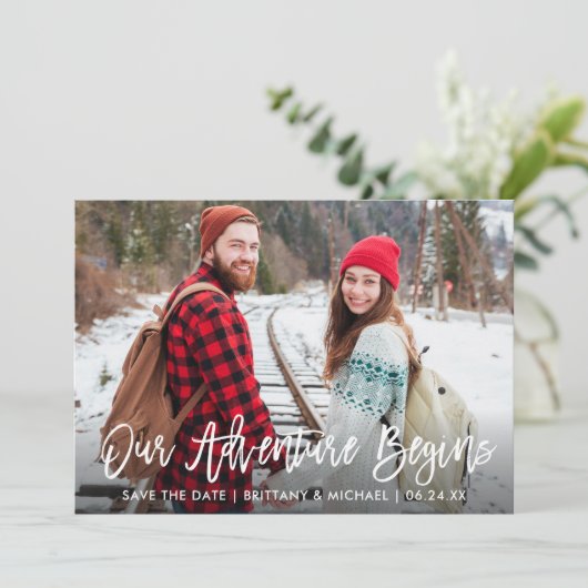 Brosse Script Bois Enregistrer La Date Carte Avent (Debout devant)