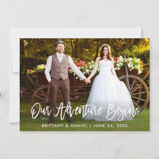 Brosse Script Bois Notre Aventure Commence Carte (Devant)