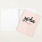 Brosse Script Calligraphie Girl Blush Pink Planner (Devant avec enveloppe)