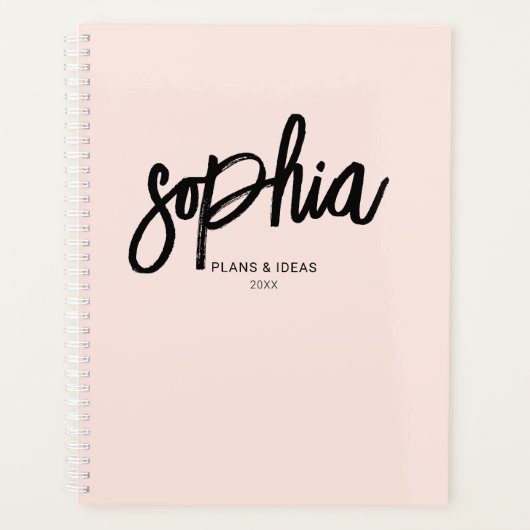 Brosse Script Calligraphie Girl Blush Pink Planner (Devant)