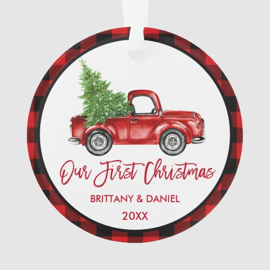 Brosse Script Camion First Christmas Red Plaid (dos)
