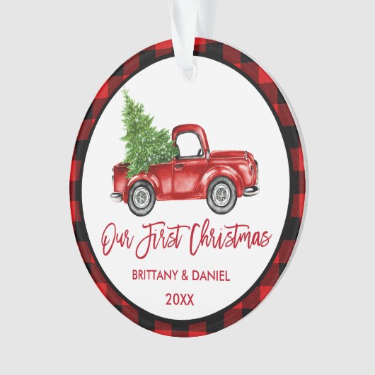 Brosse Script Camion First Christmas Red Plaid (devant)