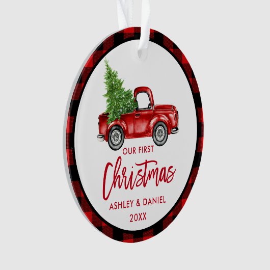 Brosse Script Camion First Christmas Red Plaid (devant)