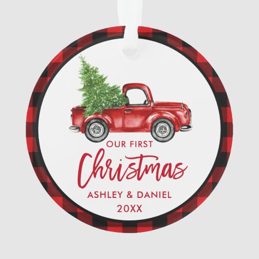 Brosse Script Camion First Christmas Red Plaid (dos)