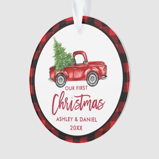 Brosse Script Camion First Christmas Red Plaid (devant)
