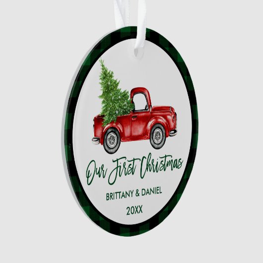 Brosse Script Camion Première Noël Green Plaid (devant)