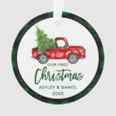 Brosse Script Camion Première Noël Green Plaid (devant)