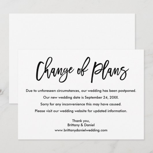 Brosse Script Changement de plan Nouvelle carte de (Devant / Derrière)