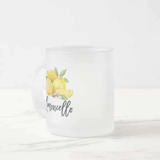 Brosse Script Limoncello Citrons Verre Dépoli Mug (Devant gauche)